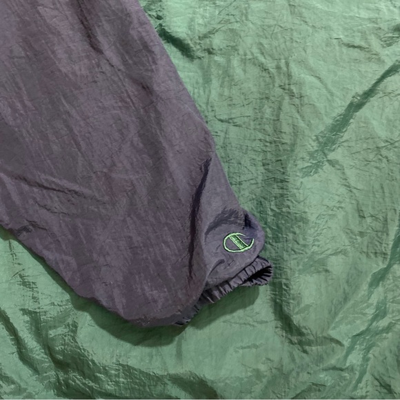 Vintage Champion Windbreaker Y2K Streetwear Colorblock Green Off White Navy L - Picture 11 of 11